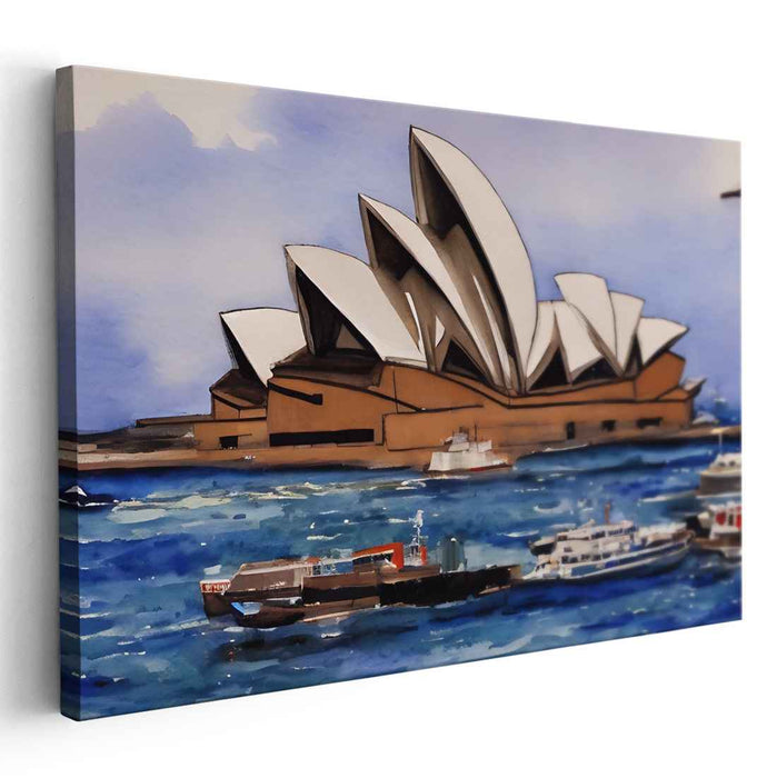 Sea Symphony Showcase: Stylized Sydney Opera House and Bustling Sea