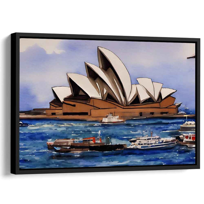 Sea Symphony Showcase: Stylized Sydney Opera House and Bustling Sea