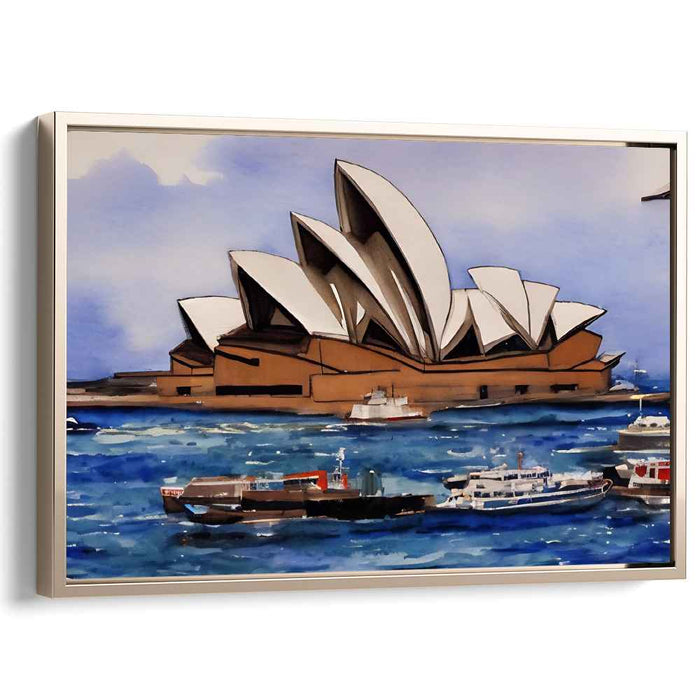 Sea Symphony Showcase: Stylized Sydney Opera House and Bustling Sea