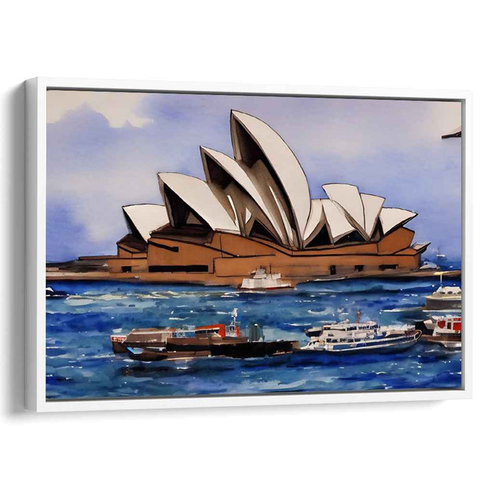 Sea Symphony Showcase: Stylized Sydney Opera House and Bustling Sea