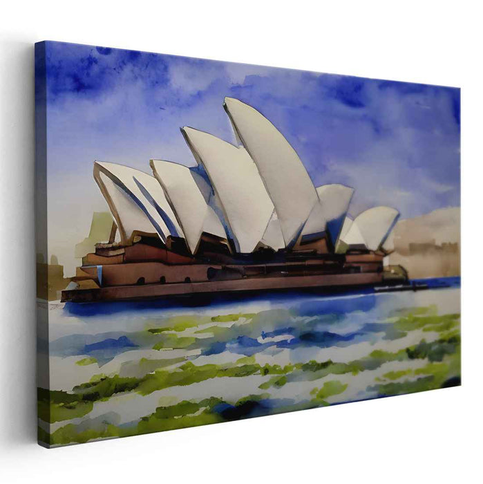 Harbor Splendor: Watercolor Sydney Opera House Canvas Art Print