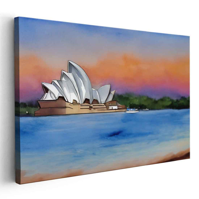 Fleeting Harbor Symphony: Modern Impressionist Watercolor of Sydney Opera House