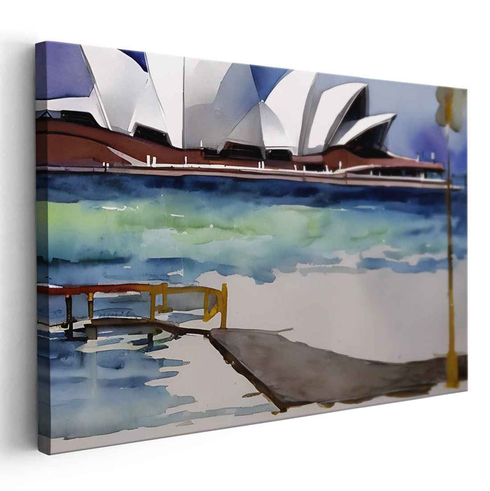Sydney's Chromatic Symphony: Modern Watercolor of Sydney Opera House
