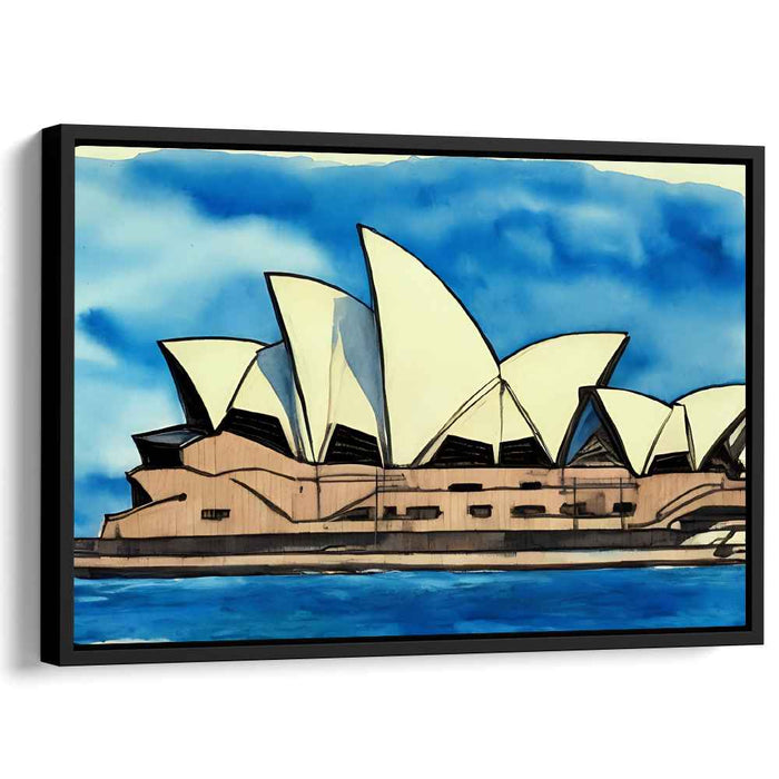 Harbor Dreaming in Crimson Glow: Sydney Opera House Against Blue Horizon