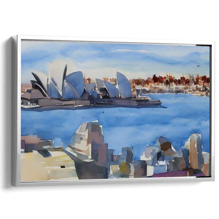 Splendid Opera Reflections: Sydney Opera House in Watercolor Splendor