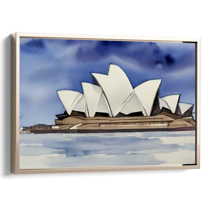 Elegant Reflections: Modernist Watercolor of Sydney Opera House