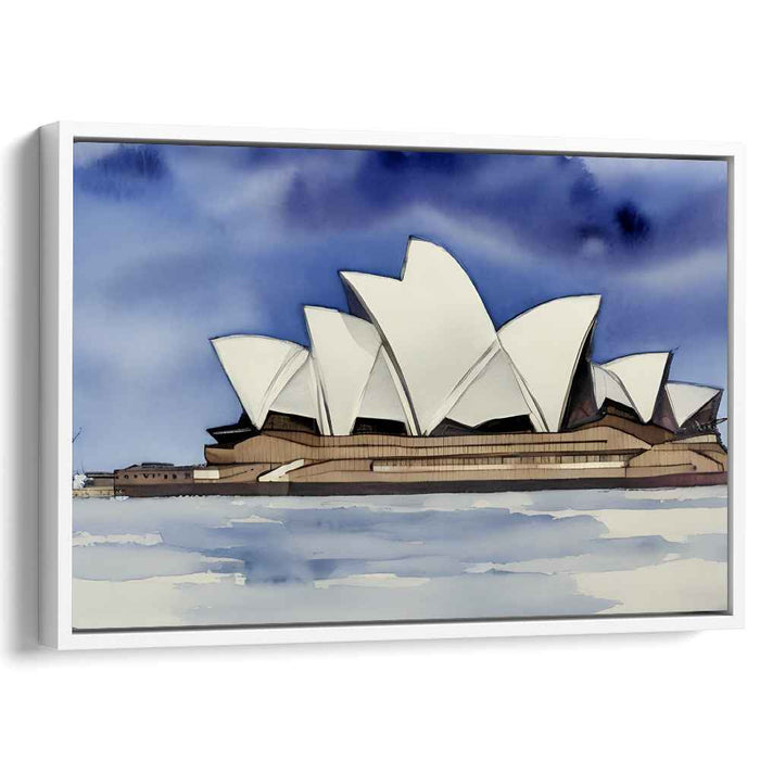 Elegant Reflections: Modernist Watercolor of Sydney Opera House