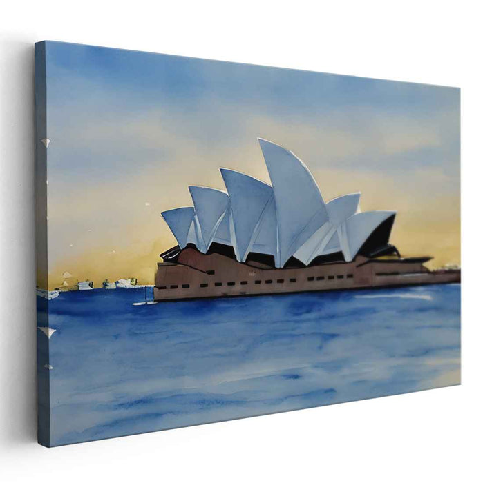 Seaside Serenade: Watercolor Panorama of the Sydney Opera House