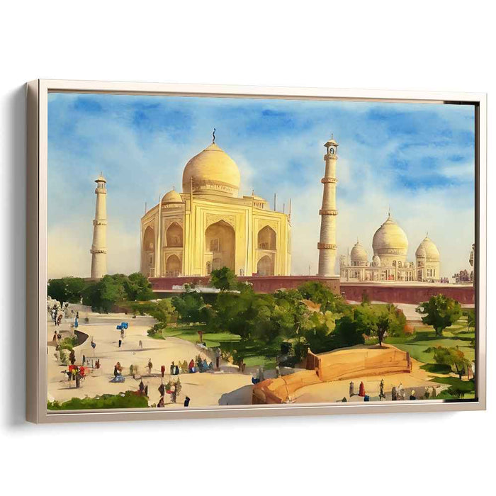 Ethereal Mughal Mirage: The Taj Mahal in Vivid Realism Canvas Art Print