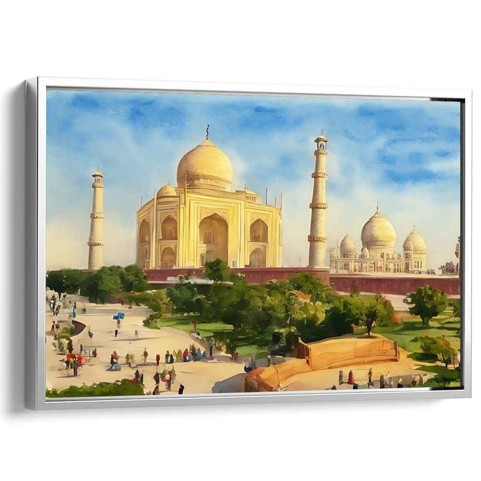 Ethereal Mughal Mirage: The Taj Mahal in Vivid Realism Canvas Art Print