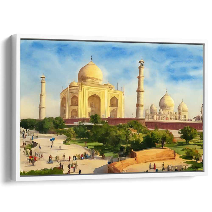Ethereal Mughal Mirage: The Taj Mahal in Vivid Realism Canvas Art Print