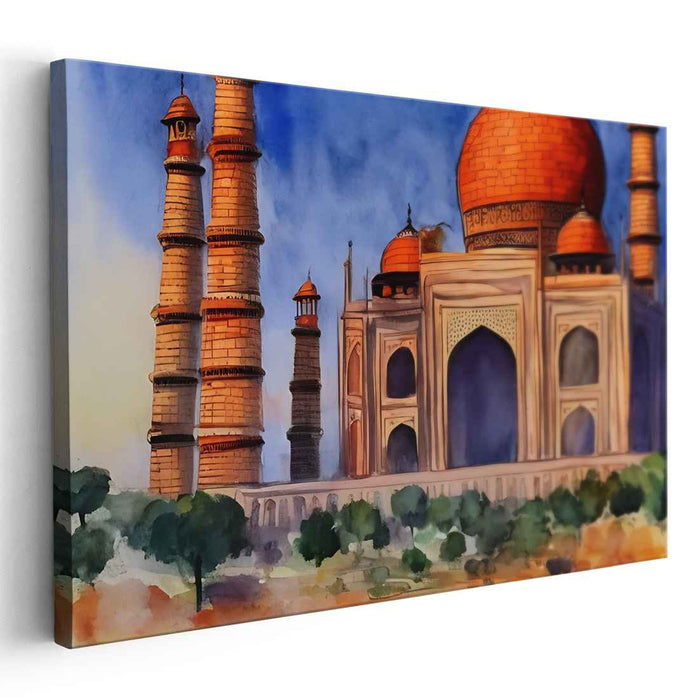 Teardrops on Marble: Watercolor Painting of the Taj Mahal at Twilight