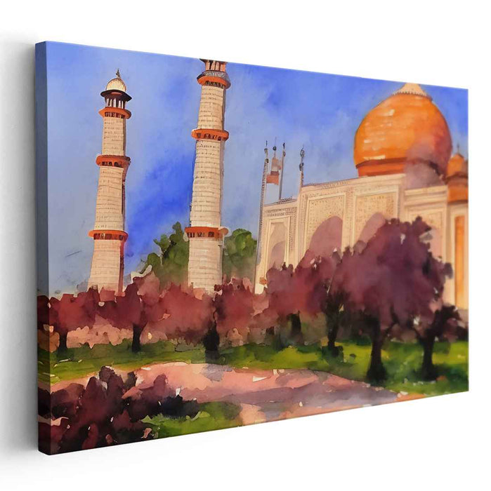 Taj Mahal in Pastels: Watercolor Dreamscape of India's Iconic Monument