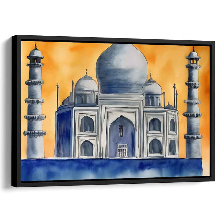Whispers Of A Mughal Dream: Contemporary Watercolor Taj Mahal Canvas Art Print