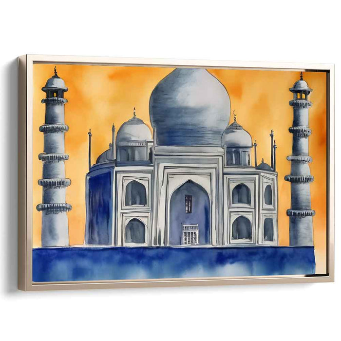 Whispers Of A Mughal Dream: Contemporary Watercolor Taj Mahal Canvas Art Print