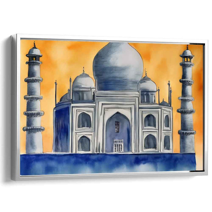 Whispers Of A Mughal Dream: Contemporary Watercolor Taj Mahal Canvas Art Print