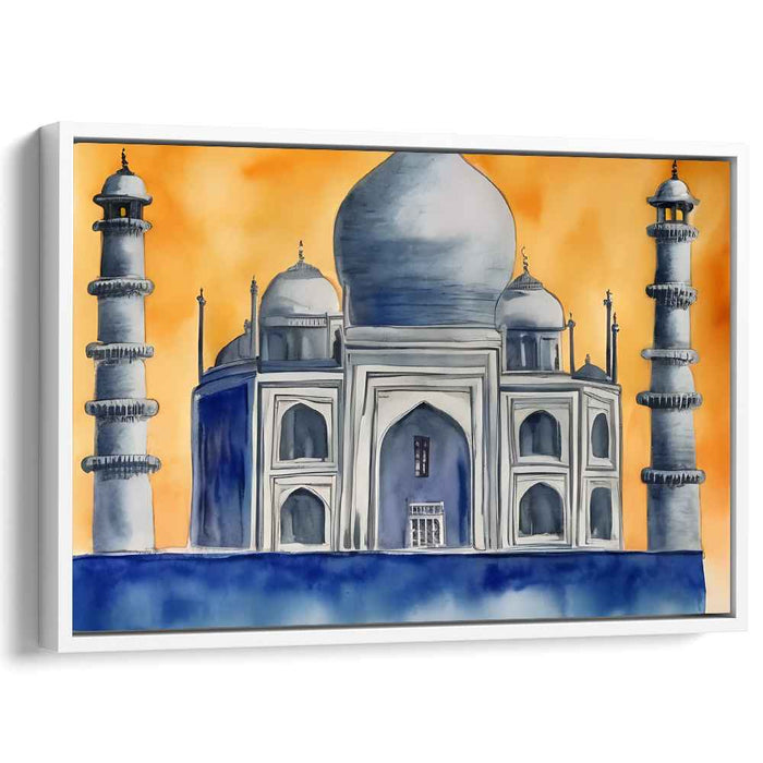 Whispers Of A Mughal Dream: Contemporary Watercolor Taj Mahal Canvas Art Print