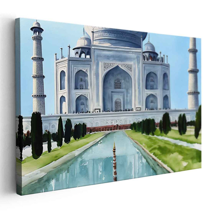 Ethereal Marble Dreams: Majestic Taj Mahal Canvas Art Print