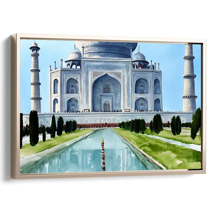 Ethereal Marble Dreams: Majestic Taj Mahal Canvas Art Print