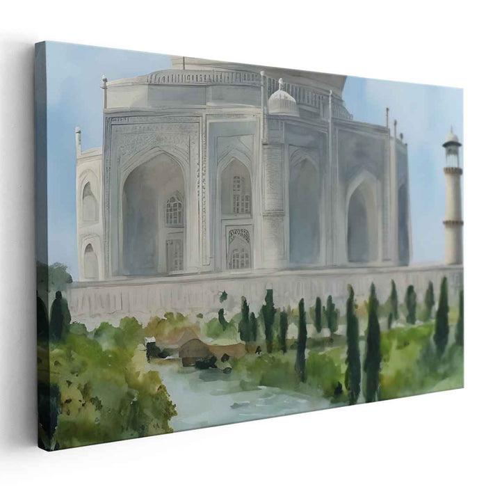 Majestic Monument Essence: Realistic Taj Mahal Canvas Art Print