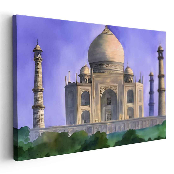 Architectural Mirage: Realistic Watercolor Painting of the Taj Mahal