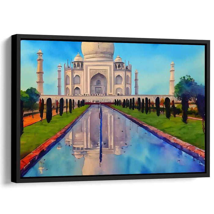 Whispers of Marble Mist: Impressionist Watercolor Print of Taj Mahal