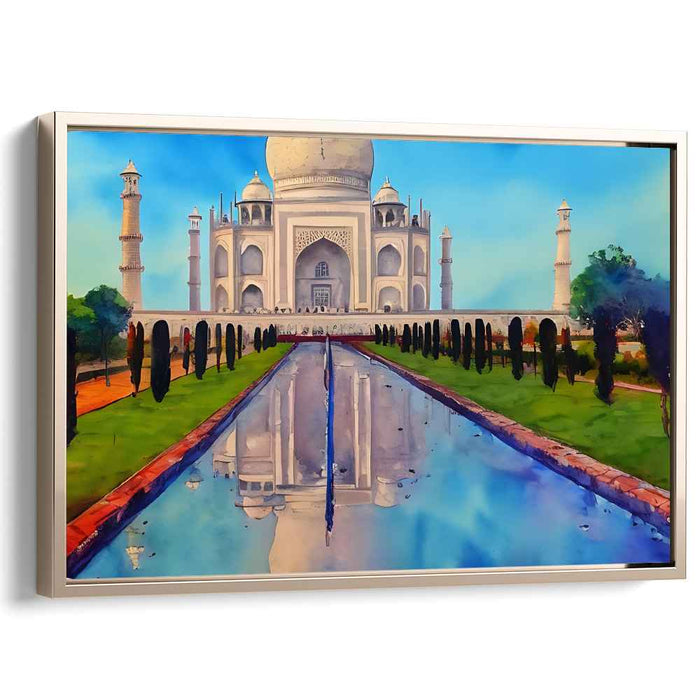 Whispers of Marble Mist: Impressionist Watercolor Print of Taj Mahal
