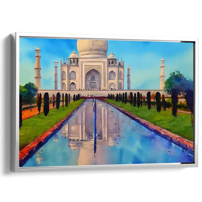 Whispers of Marble Mist: Impressionist Watercolor Print of Taj Mahal