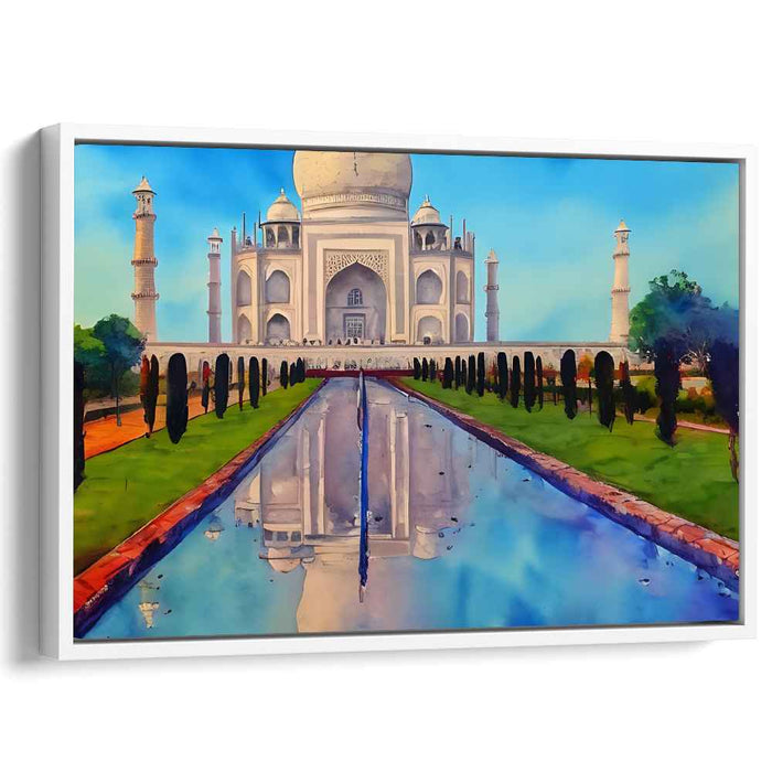 Whispers of Marble Mist: Impressionist Watercolor Print of Taj Mahal