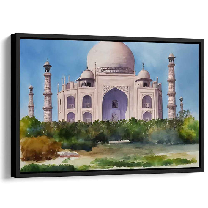 Mughal Majesty: Watercolor Taj Mahal Canvas Art Print