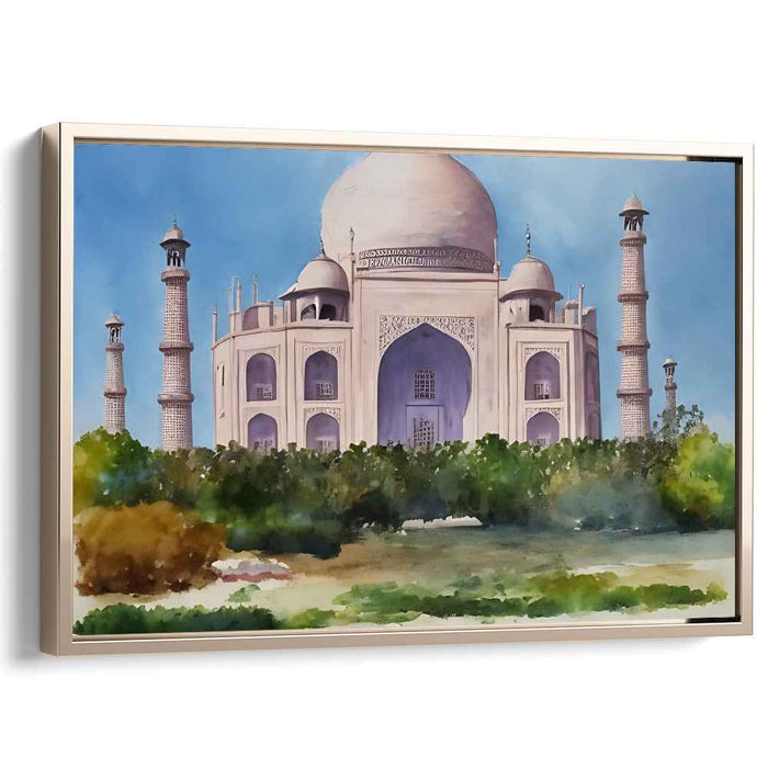 Mughal Majesty: Watercolor Taj Mahal Canvas Art Print