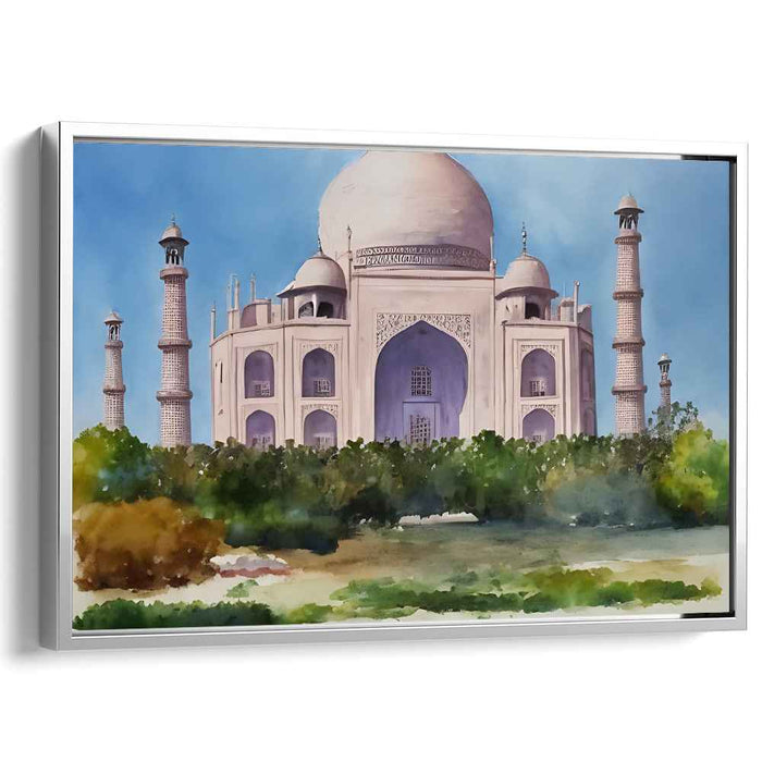 Mughal Majesty: Watercolor Taj Mahal Canvas Art Print