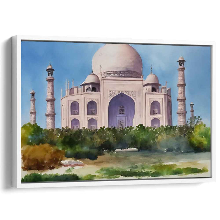 Mughal Majesty: Watercolor Taj Mahal Canvas Art Print