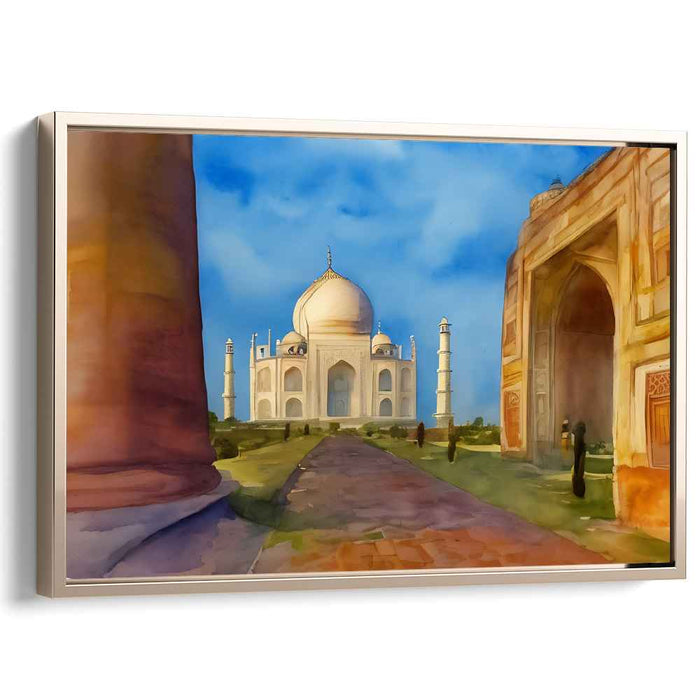 Ethereal Love's Manifestation: Taj Mahal in Romantic Realism Canvas Art Print