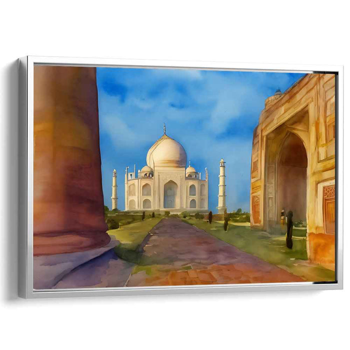 Ethereal Love's Manifestation: Taj Mahal in Romantic Realism Canvas Art Print