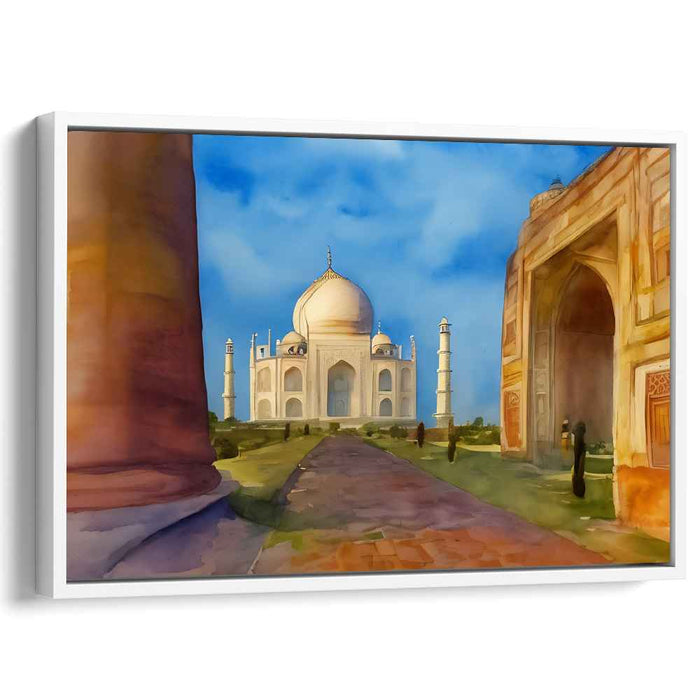 Ethereal Love's Manifestation: Taj Mahal in Romantic Realism Canvas Art Print
