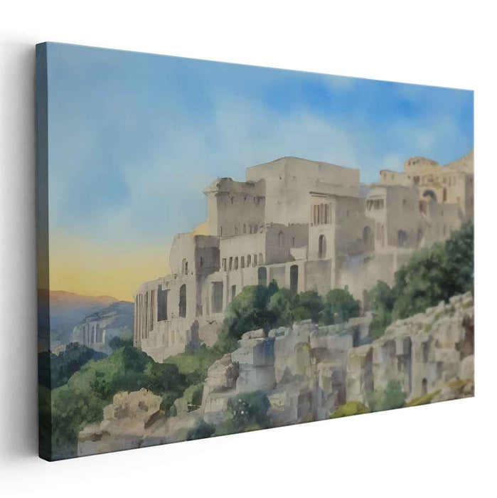 Aqueous Horizon Artistry: Watercolor Landscape Masterpiece