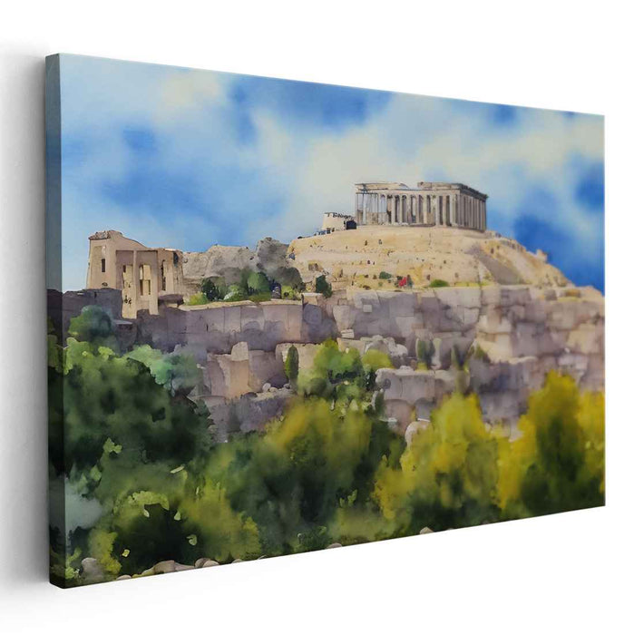 Acropolis Aquatics: Watercolor of the Acropolis of Athens