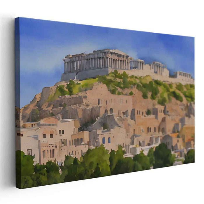 Eternal Echoes Whispering Ruins: Timeless Beauty of Ancient Athens Canvas Art Print