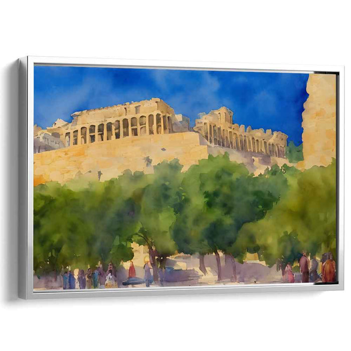 Ethereal Echoes of Athens: Impressionist Watercolor of the Acropolis