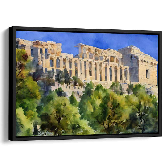 Echoes of Forgotten Civilizations: Watercolor of Ancient Ruins Amidst Nature