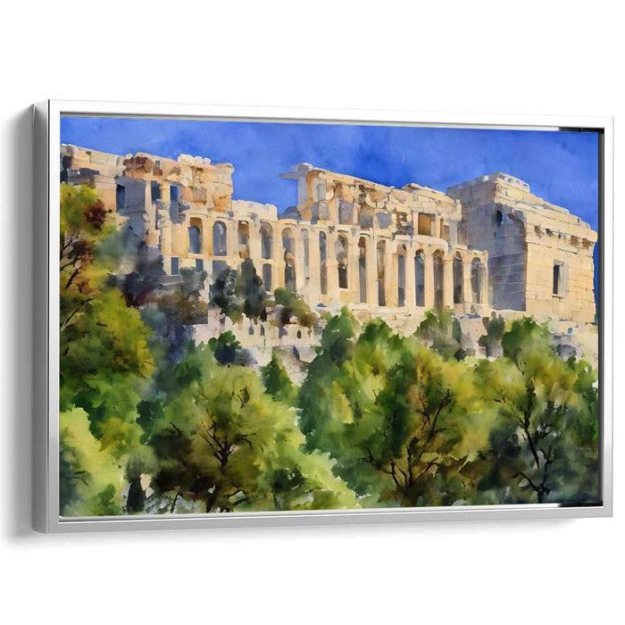 Echoes of Forgotten Civilizations: Watercolor of Ancient Ruins Amidst Nature