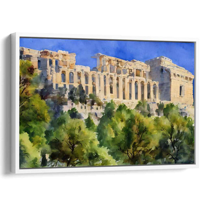 Echoes of Forgotten Civilizations: Watercolor of Ancient Ruins Amidst Nature