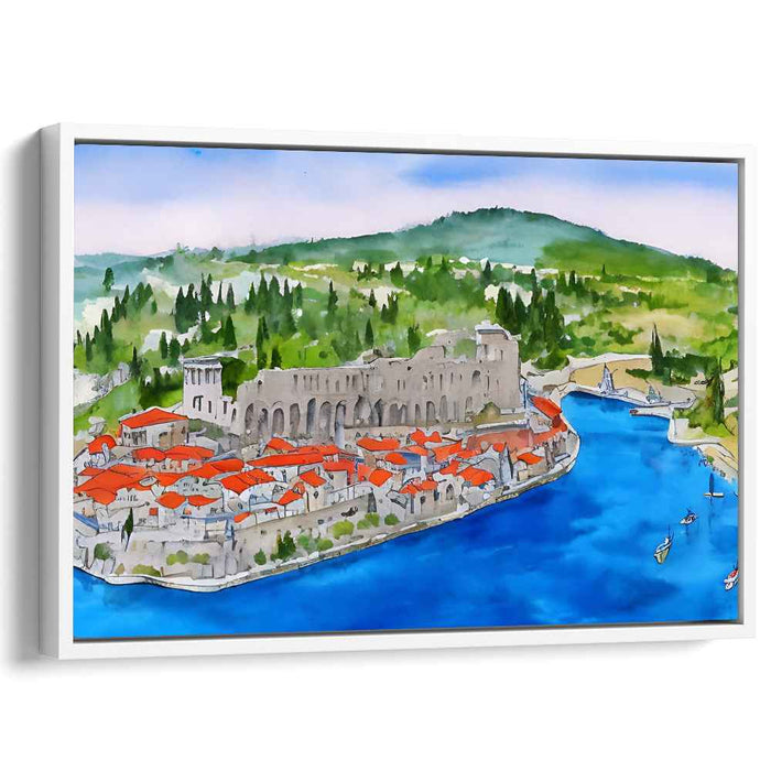 Tranquil Coastal Town: A Watercolor Homage to History