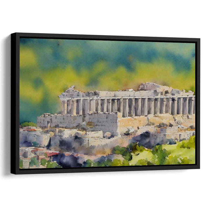 Sunset Shrine Sketch: Watercolor Impression of the Parthenon at Sunset