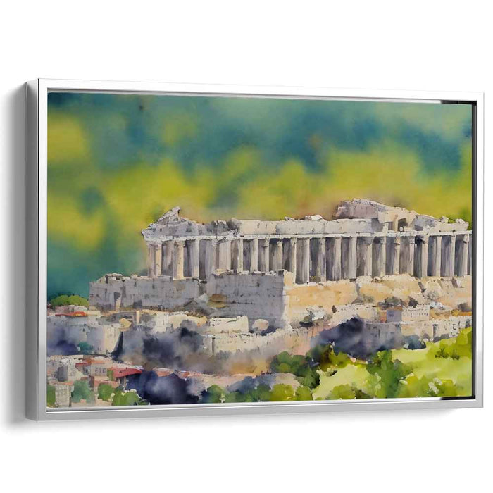 Sunset Shrine Sketch: Watercolor Impression of the Parthenon at Sunset