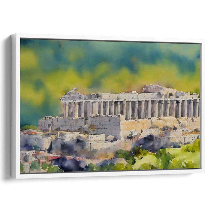 Sunset Shrine Sketch: Watercolor Impression of the Parthenon at Sunset