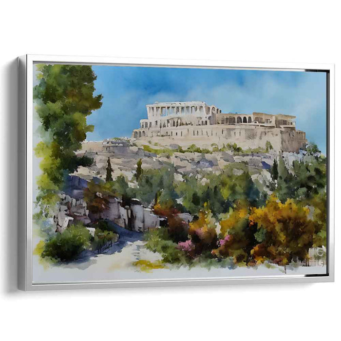 Echoes of Aegean Majesty: The Acropolis of Athens in Lush Watercolor