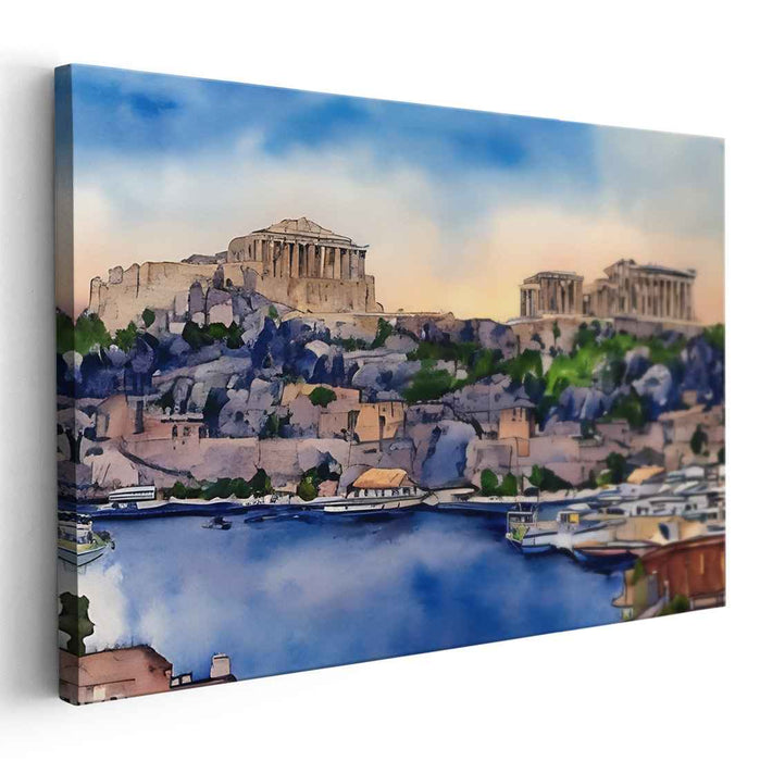 Acropolis Dreamscape: Watercolor of the Acropolis of Athens