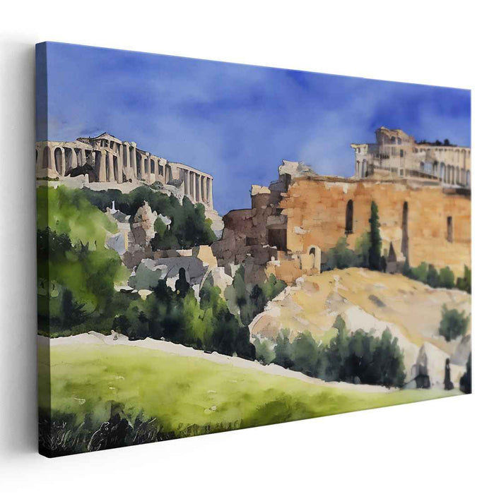 Acropolis Watercolors: Watercolor Landscape of the Acropolis